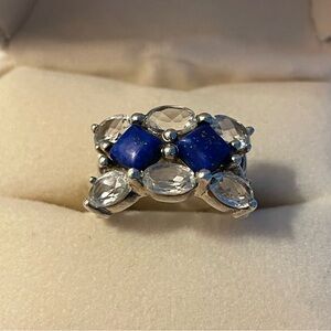 Sterling Silver Ring with CZ & Lapis Lazuli